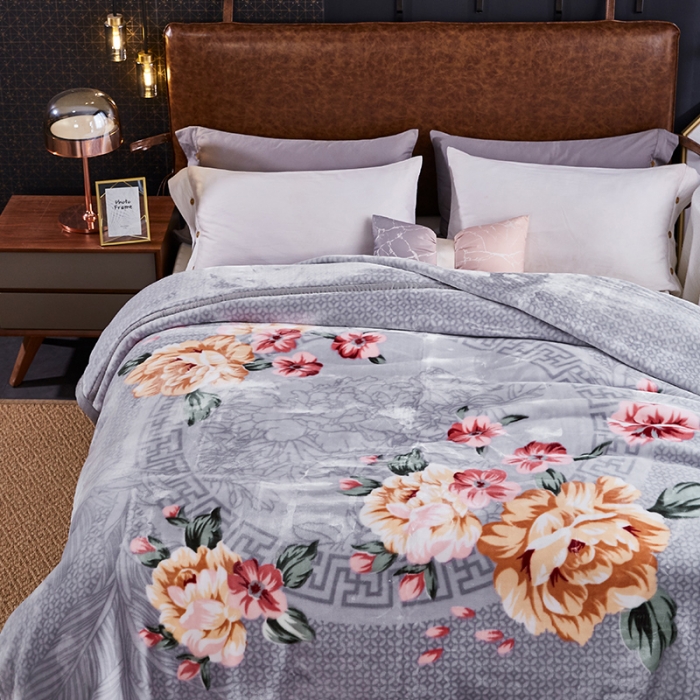 91家纺网 家纺一手货源 找家纺 凯轩毛毛毯毯子 2024新款加大云毛毯毯子 花都-灰