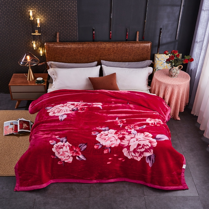 91家纺网 家纺一手货源 找家纺 凯轩毛毛毯毯子 2024新款加大云毛毯毯子 花都-玫红