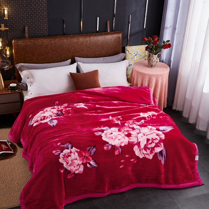 91家纺网 家纺一手货源 找家纺 凯轩毛毛毯毯子 2024新款加大云毛毯毯子 花都-玫红