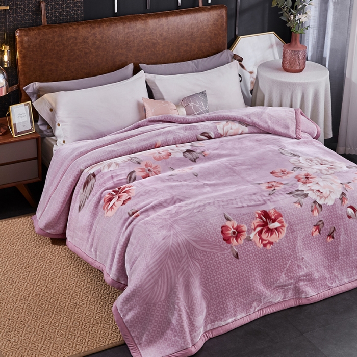 91家纺网 家纺一手货源 找家纺 凯轩毛毛毯毯子 2024新款加大云毛毯毯子 花都-浅紫