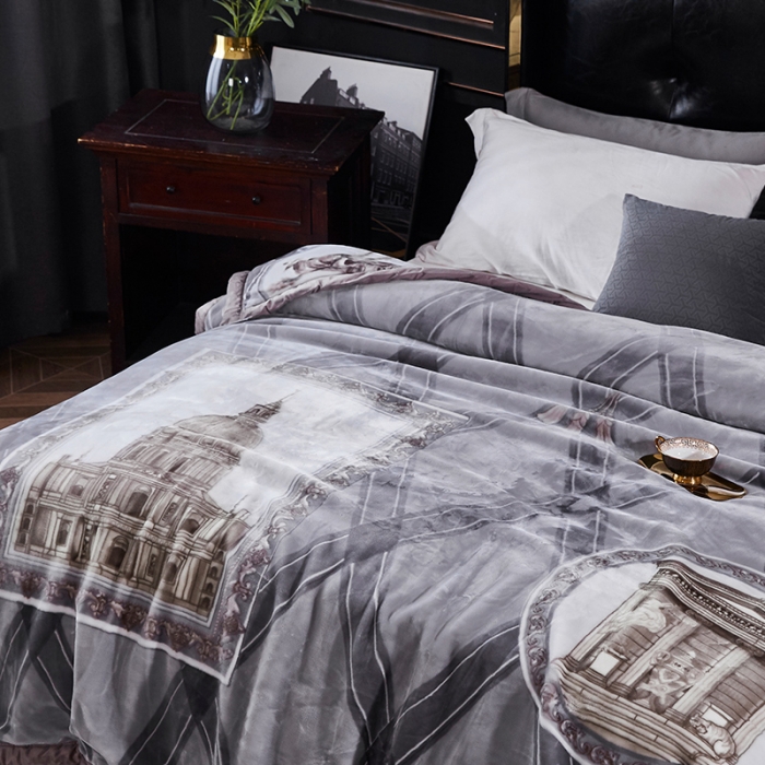 91家纺网 家纺一手货源 找家纺 凯轩毛毛毯毯子 2024新款翡翠毛毯毯子（A类） 欧情-灰