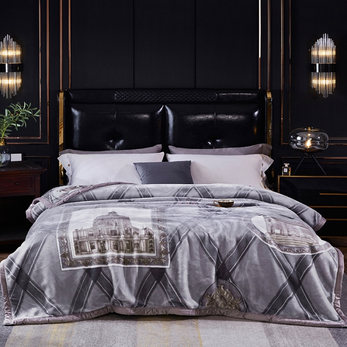 91家纺网 家纺一手货源 找家纺 凯轩毛毛毯毯子 2024新款翡翠毛毯毯子（A类） 欧情-灰