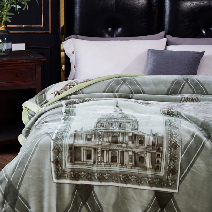 91家纺网 家纺一手货源 找家纺 凯轩毛毛毯毯子 2024新款翡翠毛毯毯子（A类） 欧情-灰绿