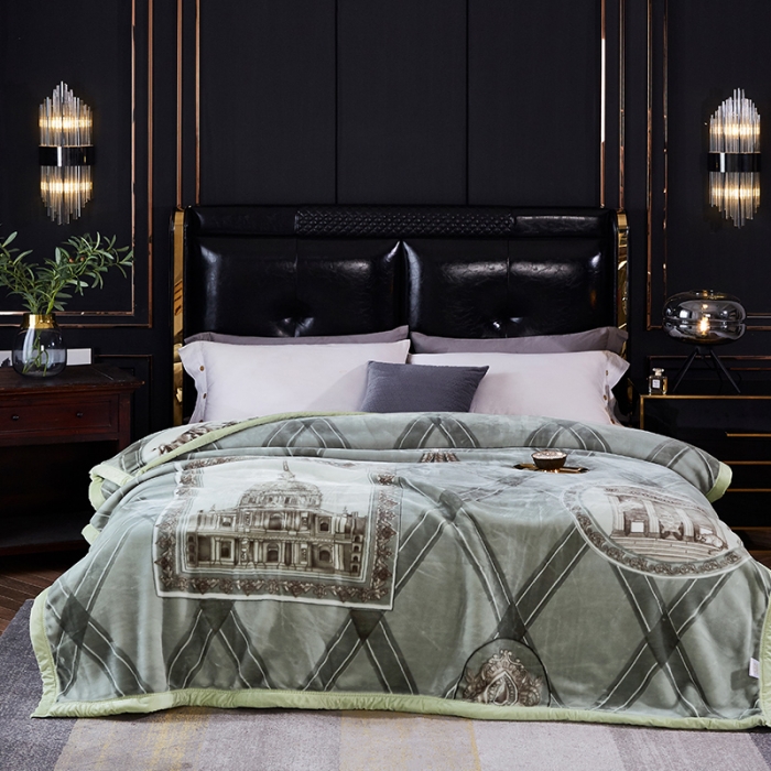 91家纺网 家纺一手货源 找家纺 凯轩毛毛毯毯子 2024新款翡翠毛毯毯子（A类） 欧情-灰绿