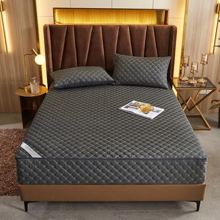 91家纺网 家纺一手货源 找家纺 （总）纤雅床笠 2024新轻奢刺绣纯色磨毛六面全包夹棉床笠