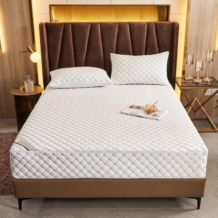 91家纺网 家纺一手货源 找家纺 （总）纤雅床笠 2024新轻奢刺绣纯色磨毛六面全包夹棉床笠