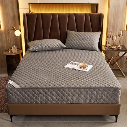 91家纺网 家纺一手货源 找家纺 （总）纤雅床笠 2024新轻奢刺绣纯色磨毛六面全包夹棉床笠