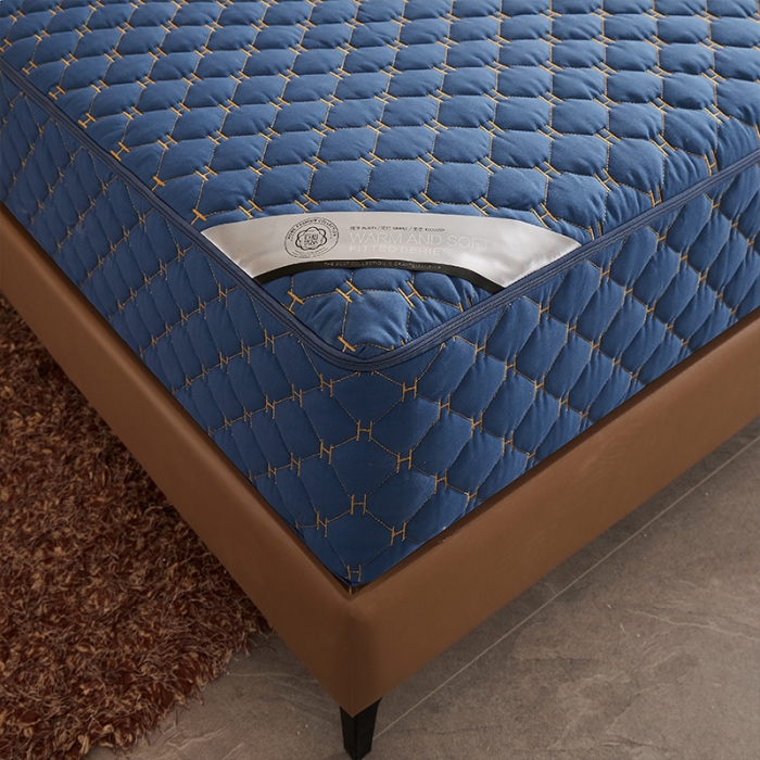 91家纺网 家纺一手货源 找家纺 （总）纤雅床笠 2024新轻奢刺绣纯色磨毛六面全包夹棉床笠