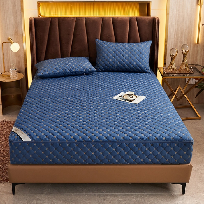 91家纺网 家纺一手货源 找家纺 （总）纤雅床笠 2024新轻奢刺绣纯色磨毛六面全包夹棉床笠