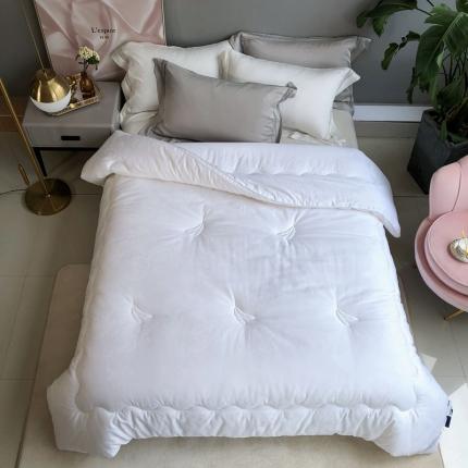 91家纺网 家纺一手货源 找家纺 紫乐 长绒棉全棉纯棉大提花大豆纤维被春秋被加厚冬被子母被被子被芯 白色