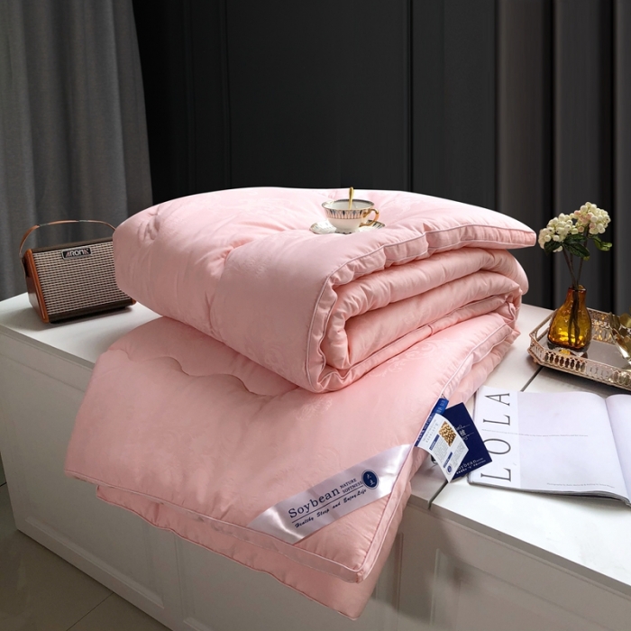 91家纺网 家纺一手货源 找家纺 紫乐 长绒棉全棉纯棉大提花大豆纤维被春秋被加厚冬被子母被被子被芯 玉色