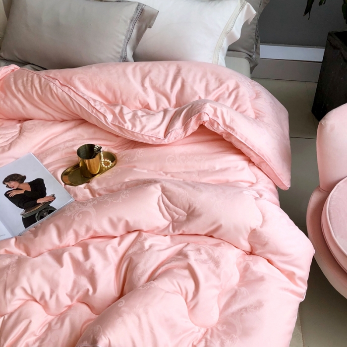 91家纺网 家纺一手货源 找家纺 紫乐 长绒棉全棉纯棉大提花大豆纤维被春秋被加厚冬被子母被被子被芯 玉色