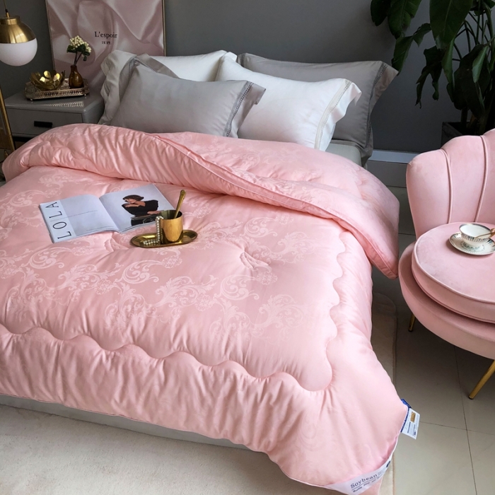 91家纺网 家纺一手货源 找家纺 紫乐 长绒棉全棉纯棉大提花大豆纤维被春秋被加厚冬被子母被被子被芯 玉色