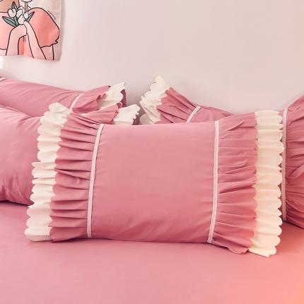 91家纺网 家纺一手货源 找家纺 莉莉安 2025新款荷叶边亲肤磨毛单枕套-流年系列流年-豆沙