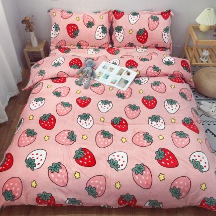 91家纺网 家纺一手货源 找家纺 （总）麦朵 2021新款高克重印花牛奶绒宝宝绒水晶绒四件套