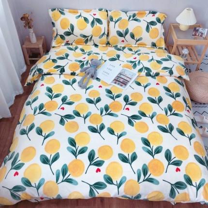 91家纺网 家纺一手货源 找家纺 （总）麦朵 2021新款高克重印花牛奶绒宝宝绒水晶绒四件套