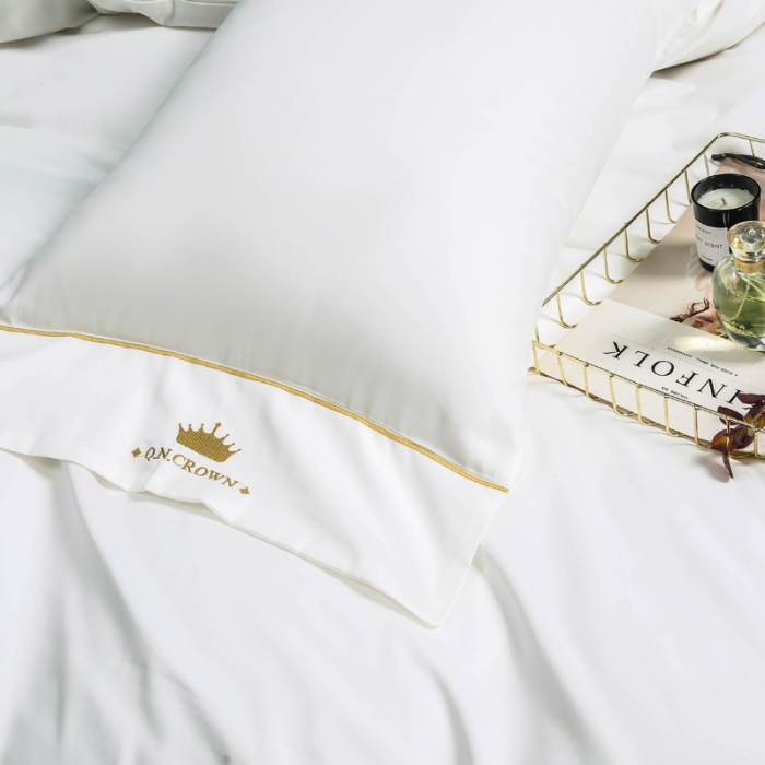 91家纺网 家纺一手货源 找家纺 玉宇阁 新款60支全棉纯棉长绒棉被套床单四件套 皇冠-贵族白