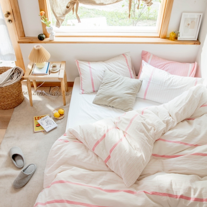 91家纺网 家纺一手货源 找家纺 安莱生活 2021新款全棉水洗棉四件套 简约白