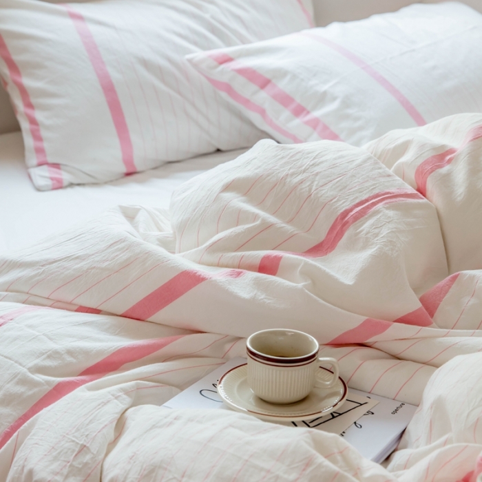 91家纺网 家纺一手货源 找家纺 安莱生活 2021新款全棉水洗棉四件套 简约白