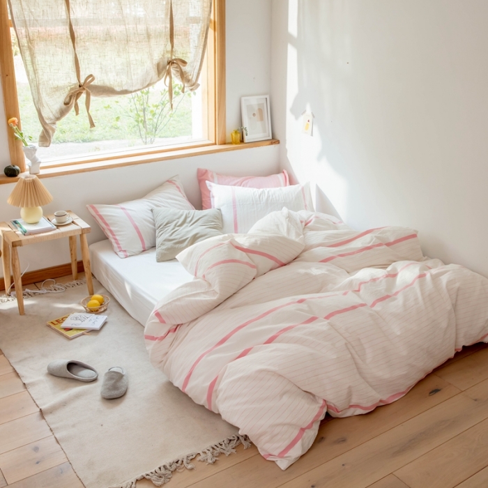 91家纺网 家纺一手货源 找家纺 安莱生活 2021新款全棉水洗棉四件套 简约白