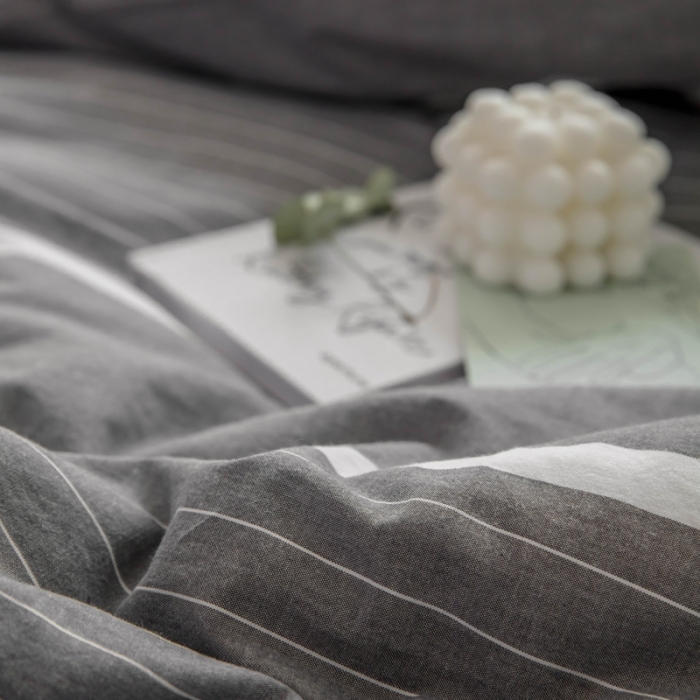 91家纺网 家纺一手货源 找家纺 安莱生活 2021新款全棉水洗棉四件套 简约灰