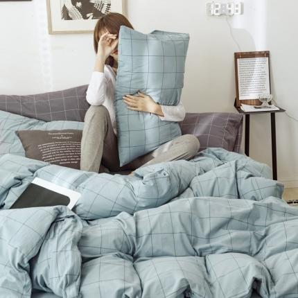 91家纺网 家纺一手货源 找家纺 （总）安莱生活 2021新款全棉水洗棉条纹格子四件套