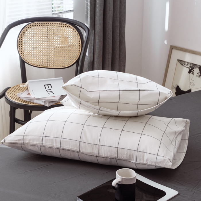 91家纺网 家纺一手货源 找家纺 （总）安莱生活 2021新款全棉水洗棉条纹格子四件套