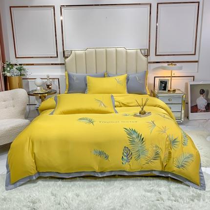 91家纺网 家纺一手货源 找家纺 麦朵 2021新款天丝棉四件套 挪威森林-黄