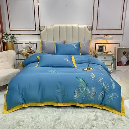 91家纺网 家纺一手货源 找家纺 麦朵 2021新款天丝棉四件套 挪威森林-蓝