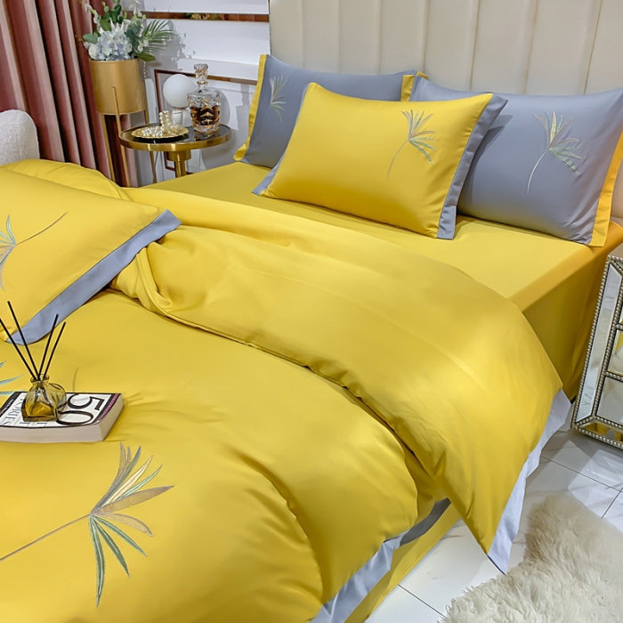 91家纺网 家纺一手货源 找家纺 麦朵 2021新款天丝棉四件套 挪威森林-黄