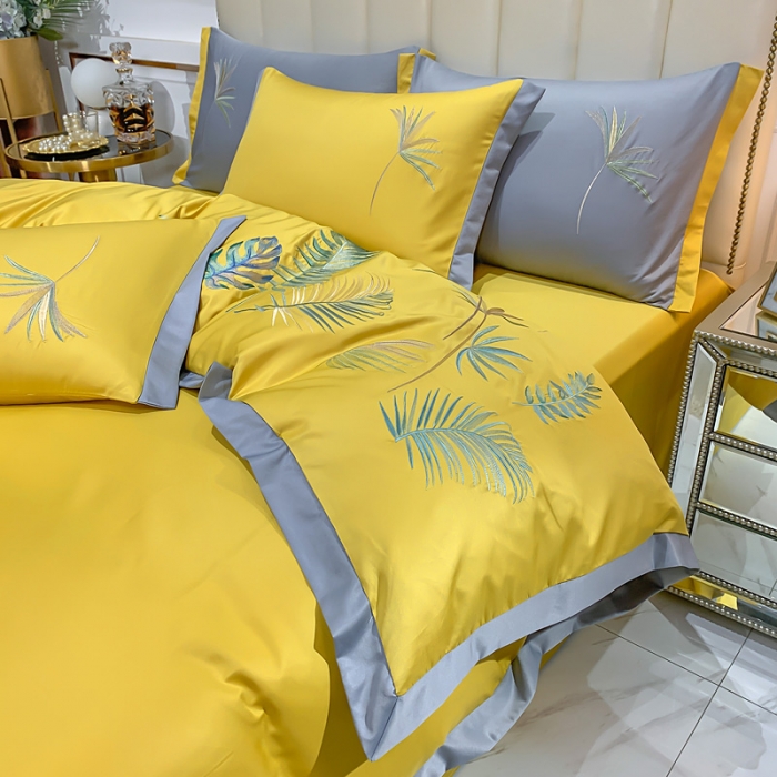 91家纺网 家纺一手货源 找家纺 麦朵 2021新款天丝棉四件套 挪威森林-黄