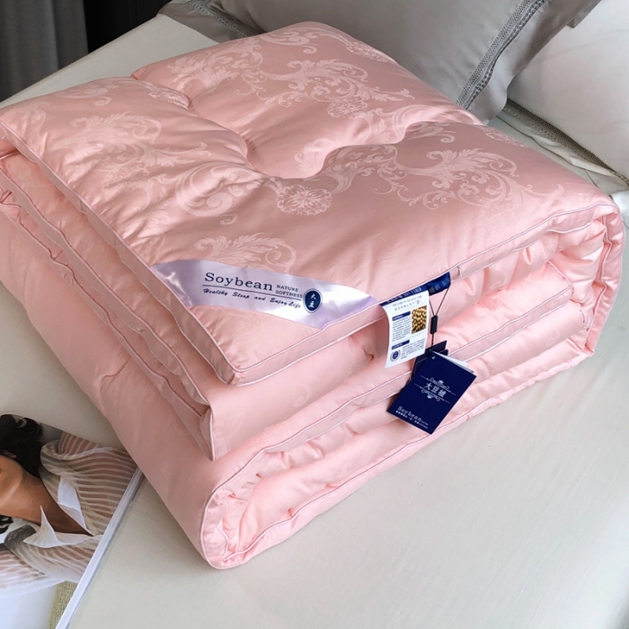 91家纺网 家纺一手货源 找家纺 紫乐 长绒棉全棉纯棉大提花大豆纤维被春秋被加厚冬被子母被被子被芯 玉色