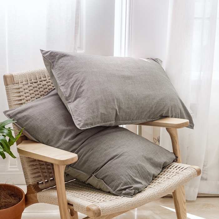 91家纺网 家纺一手货源 找家纺 安莱生活 2021新款全棉水洗棉双拼四件套 浅灰＋卡其