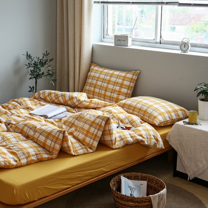 91家纺网 家纺一手货源 找家纺 安莱生活 2021新款水果格四件套 芒果格