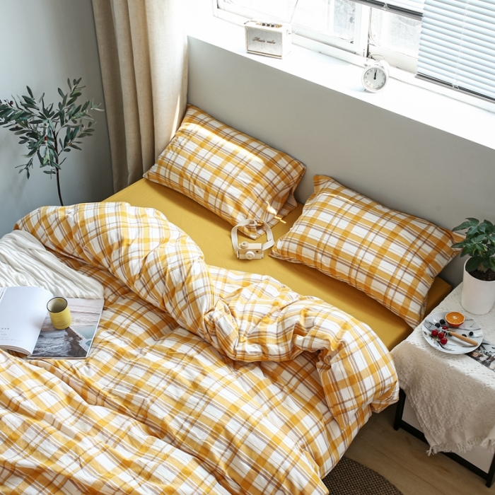 91家纺网 家纺一手货源 找家纺 安莱生活 2021新款水果格四件套 芒果格