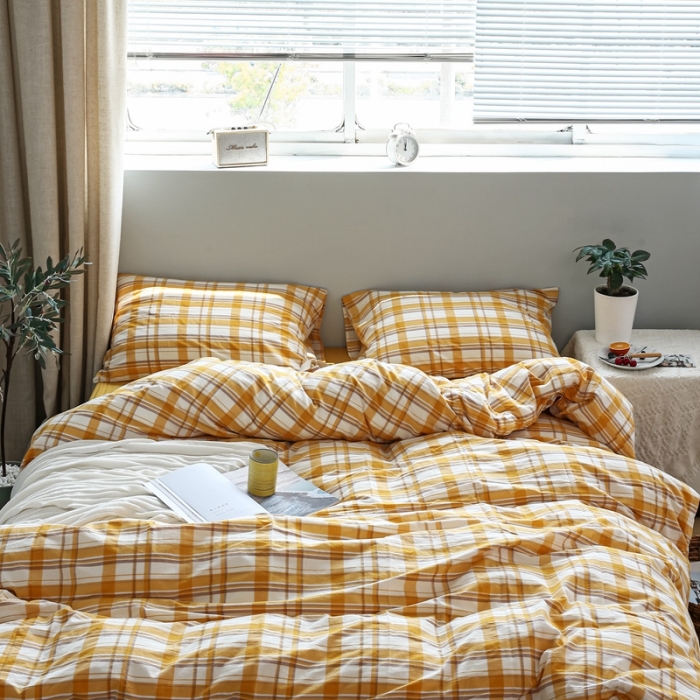 91家纺网 家纺一手货源 找家纺 安莱生活 2021新款水果格四件套 芒果格