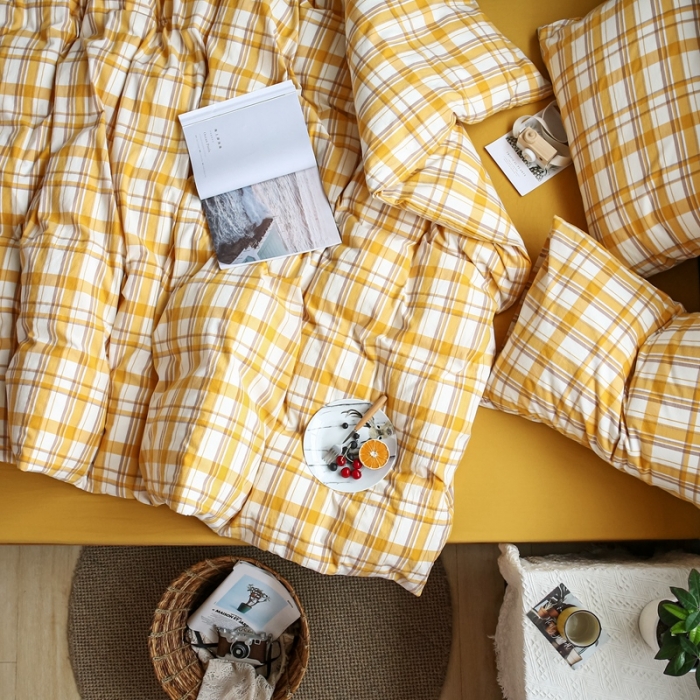 91家纺网 家纺一手货源 找家纺 安莱生活 2021新款水果格四件套 芒果格