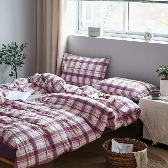 91家纺网 家纺一手货源 找家纺 安莱生活 2021新款水果格四件套 葡萄格