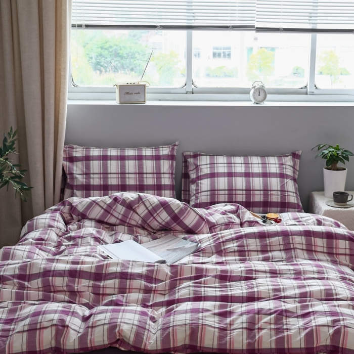 91家纺网 家纺一手货源 找家纺 安莱生活 2021新款水果格四件套 葡萄格