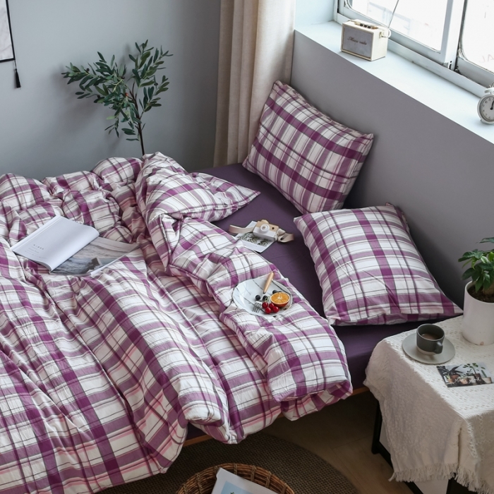 91家纺网 家纺一手货源 找家纺 安莱生活 2021新款水果格四件套 葡萄格