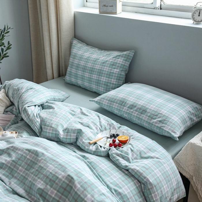 91家纺网 家纺一手货源 找家纺 安莱生活 2021新款水果格四件套 青柠格