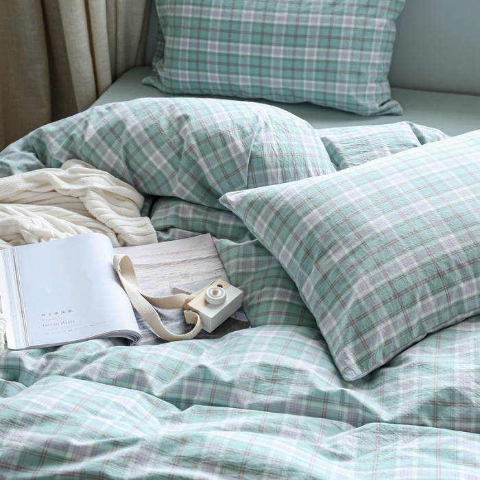 91家纺网 家纺一手货源 找家纺 安莱生活 2021新款水果格四件套 青柠格