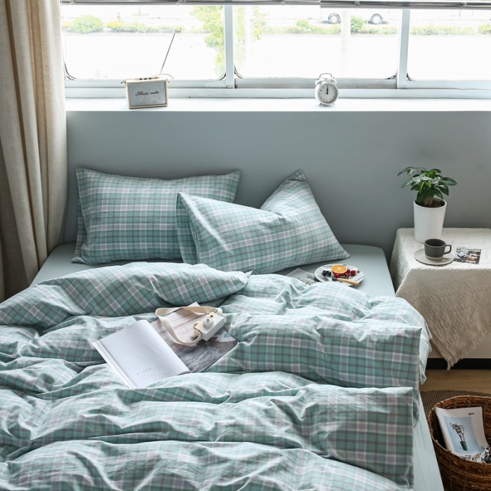 91家纺网 家纺一手货源 找家纺 安莱生活 2021新款水果格四件套 青柠格