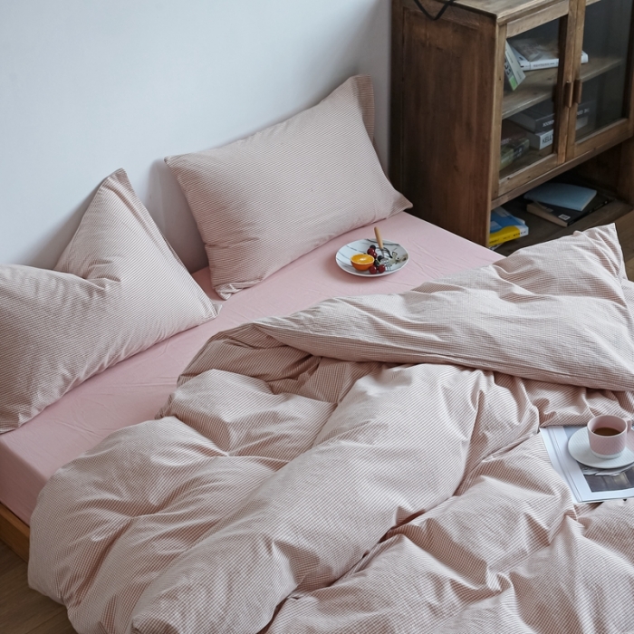 91家纺网 家纺一手货源 找家纺 （总）安莱生活 2021新款全棉水洗棉小小格系列四件套