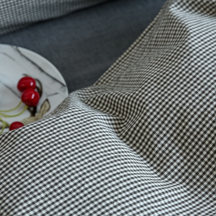 91家纺网 家纺一手货源 找家纺 安莱生活 2021新款全棉水洗棉小小格系列四件套 深灰微小格