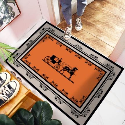 91家纺网 家纺一手货源 找家纺 卡初家居 2025新款促销款水晶绒进门垫 艾玛橙