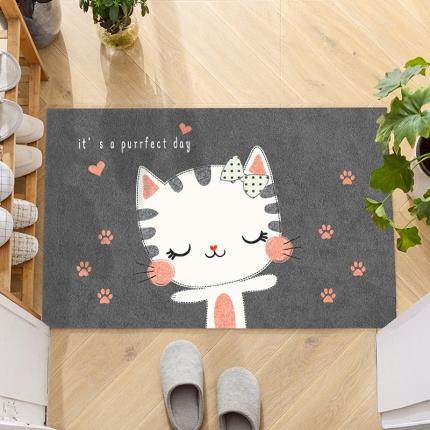 91家纺网 家纺一手货源 找家纺 卡初家居 2025新款促销款水晶绒进门垫 可爱花猫