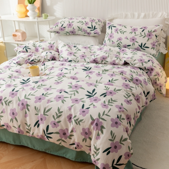 91家纺网 家纺一手货源 找家纺 曼之夏2022新款全棉13372匹马棉纯棉印花四件套 晚风