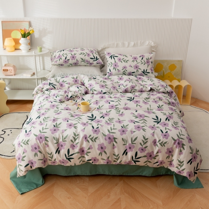 91家纺网 家纺一手货源 找家纺 曼之夏2022新款全棉13372匹马棉纯棉印花四件套 晚风