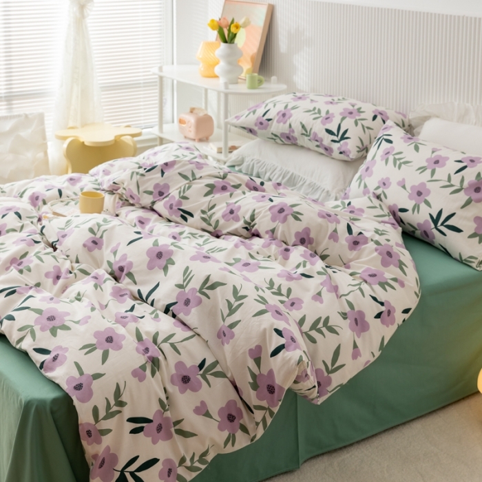 91家纺网 家纺一手货源 找家纺 曼之夏2022新款全棉13372匹马棉纯棉印花四件套 晚风